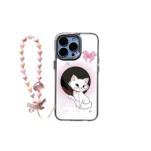 3-in-1 mirror surface Luxury UV painting Mary Cat Phone Case for iPhone 14 13 12Pro Max for Mobile Phone