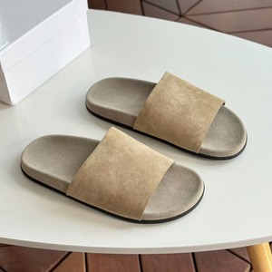 Men's Old Money Style Suede Slides Minimalist Luxury Flat Sandals Soft Non-Slip Casual <b>Slippers</b> for Everyday Wear - Product Image 2