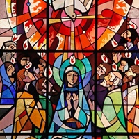 Large Handmade Durable Cathedral Design China Tin Solder Stained Glass Block Partition Screen 5mm Thick Living Room Bar KTV