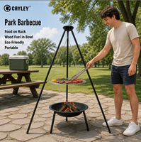 Ensemble barbecue extérieur CAYLEY, support de grillade suspendu avec foyer pour le camping, les pique-niques et la cuisine