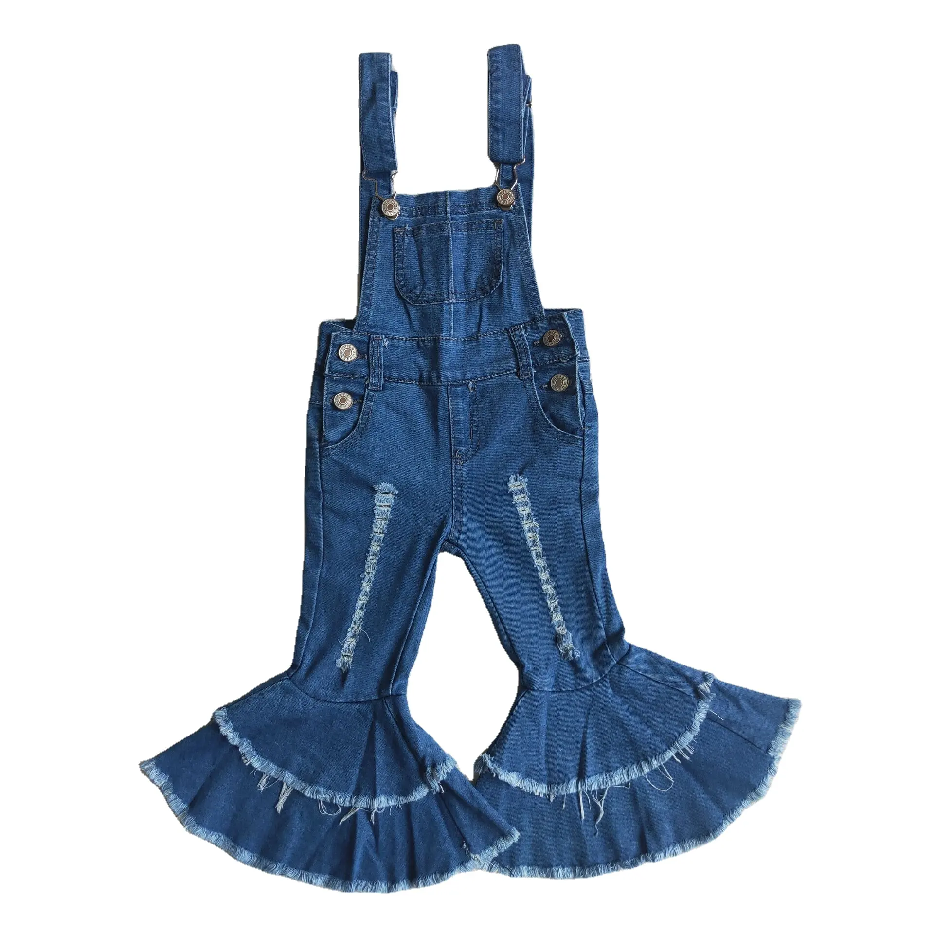 191006 SOLOCOTE Girls Denim Overalls with Adjustable Belt Jumpers BF Jeans Jumpsuit Suspender Shortall Bib Pocket Light Blue 9-10Y 
