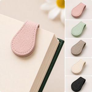 Wholesale Custom Vegan PU Genuine <strong>Leather</strong> Corner Magnetic <strong>Bookmarks</strong> Handmade Foil Logo Gift <strong>Bookmark</strong> - Product Image 1