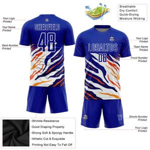 Tenue de football bleu roi ou ensemble short, motif dynamique, kit de football respirant haute performance pour l'entraînement en équipe et les matchs de ligue - Product Image 5