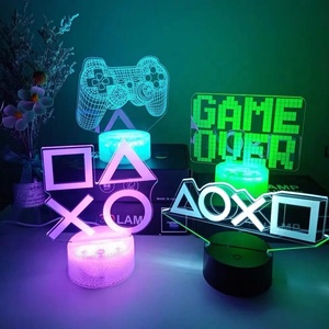 Regalo per ragazzo acrilico USB RGB 7-Color LED 3D notte luna luce PS 5 serie Gamepad ricaricabile 5V batteria camera da letto comodino - Product Image 2