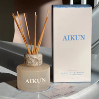 Aikun Lüks Cam Doğal Uçucu Yağ Çevre Dostu BPA İçermeyen Sanatsal Şişe Aroma Difüzörü Mermer Kapaklı Reed Difüzör Setleri