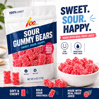 Bonbons gélifiés aux fruits acidulés en gros pour fabricants de confiseries, avec mousse, délicieux, doux et moelleux