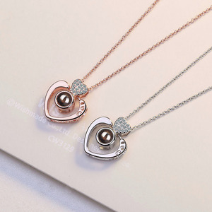 Collier « Je t'aime » en 100 langues, pendentif en forme de cœur, plaqué or, bijoux romantiques pour femmes, cadeau d'anniversaire - Product Image 2