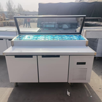 Table de préparation pour sandwichs et pizzas, vitrine réfrigérée compacte pour bar