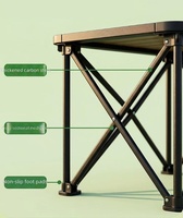 Table de camping pliante extérieure robuste en alliage de carbone avec cadre en X, grande taille, avec sac de transport