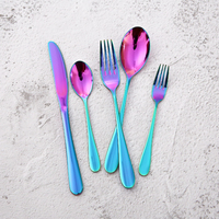 Ensemble de cuillères et fourchettes en acier inoxydable or rose, ensemble de couverts réutilisables en métal noir