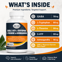 OEM Private Label GABA 5-HTP L-Tryptophan L-Theanin Ashwagandha Kapseln 60 Stück Schlaf Entspannung Stimmungsunterstützung Nahrungsergänzungsmittel