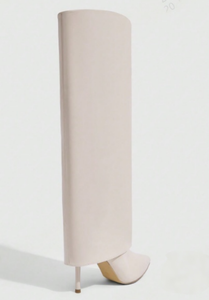 <span class=keywords><strong>Botas</strong></span> de tacón alto de aguja con punta, hasta la rodilla, con cierre de tiburón, color <span class=keywords><strong>beige</strong></span>, para mujer, al por mayor - Product Image 4