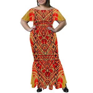 Le donne più vendute <span class=keywords><strong>di</strong></span> grandi dimensioni 8XL seta del latte vestito Sexy con spalle scoperte Pacific Island Art immagine personalizzata abito a coda <span class=keywords><strong>di</strong></span> pesce con una spalla - Product Image 2