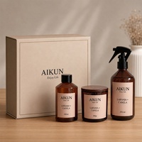 AIKUN - Difusor de Aromas con Varillas y Vela Perfumada en Envase de Vidrio Natural para el Hogar, Regalos, Spa, Hotel, Venta al Por Mayor, Marca Privada, OEM