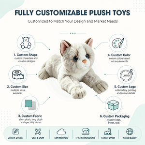 Peluche chat blanc personnalisée, adorable, jouet en peluche doux, chaton kawaii, coussin décoratif, cadeau d'anniversaire pour enfants - Product Image 2