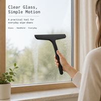 Grattoir de fenêtre tout-en-un en silicone pur noir mat de qualité professionnelle pour le nettoyage des surfaces vitrées, des cloisons et des carrelages, raclette de sol