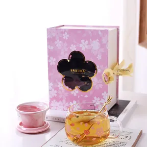 Mooie Japanse Kersenbloesem Dik Glas Thee Septum Hoge Borosilicate Hittebestendige Bloem Cup Transparante Gepersonaliseerde Mokken