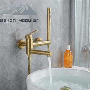 Set Doccia e <span class=keywords><strong>Rubinetto</strong></span> Alto di Lusso Wayon in Rame Dorato per Progetti Alberghieri - Product Image 3