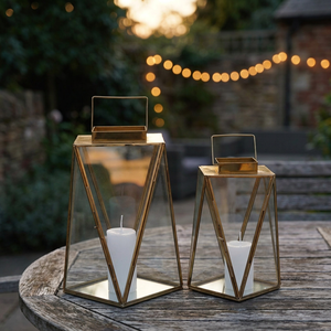 Linternas de cristal dorado de latón hechas a mano modernas decoraciones navideñas para el hogar para sala de estar vela ligera cena Material de Metal - Product Image 4