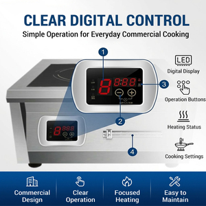 In-Smart Cocina de Inducción Comercial de 220V, Plana, de Alta Potencia, con un Solo Quemador, de Acero Inoxidable, con Sensor Táctil - Product Image 5