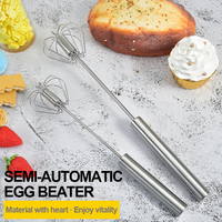 Mélangeur batteur à oeufs en acier inoxydable Kingwise vente chaude 10-12 pouces gadget de cuisine rotatif à main pas cher agitation semi-automatique