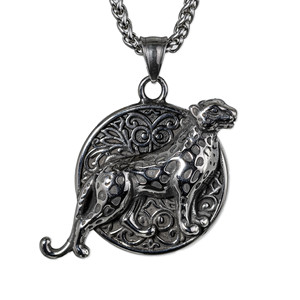 yunnique Stainless Steel Men's <b>Elephant</b> Pendant Necklace With Engraved Animal Design For Fashion Jewelry - Product Image 4