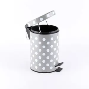 Color Printing Foot Pedal Bin With Inner Bucket Tin Material Trash Can