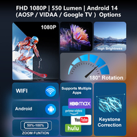 Projecteur portable de haute qualité Full HD 1080P Android Wifi, projecteur vidéo portable 4k, home cinéma, projecteur Google TV