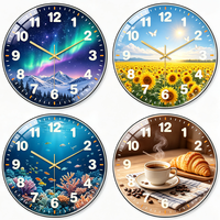 Horloge murale Art Déco suspendue, mécanique, silencieuse, à aiguille simple, affichage 0,4 cm d'épaisseur, en verre