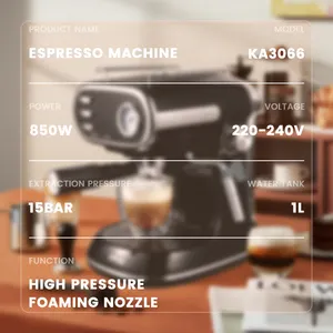 DSP מכירה לוהטת אוטומטית אספרסו מכונת קפה 15 בר 1L מים טנק נירוסטה דיור חשמלי אספרסו מכונת קפה