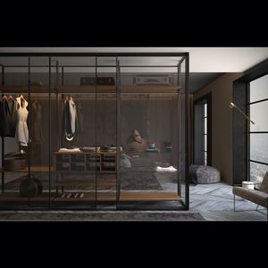 Armarios de Dormitorio de Madera y Vidrio con Marco de Aluminio de Lujo Personalizados de Fábrica, Muebles Modernos de Almacenamiento con Puerta de Vidrio - Product Image 4