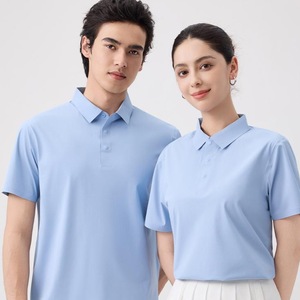 Camiseta Polo Promocional de Manga Corta, Azul Claro, Nailon Transpirable, Ropa de Trabajo de Verano, Uniforme Corporativo, Unisex, Corte Holgado - Product Image 1