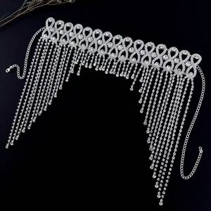 Vintage European American Fashion Rhinestone Fringed Head Hair Chain Personalized Stage Irregular Headwear - Product Image 4