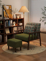 Canapé simple Style vintage Salon Balcon Chaise de loisirs en bois massif Style rétro Dossier design Fauteuil simple paresseux