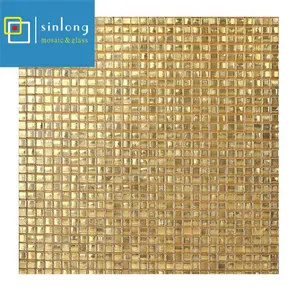 10x10mm kính bóng loáng gạch vàng mosaic cho dự án khách sạn