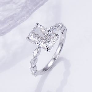 Anillo de Compromiso de Diamante Cultivado en Laboratorio de 3.4ct, Diseño de Lujo, Joyería Fina de Oro de 18k, Messi Pretty - Product Image 1