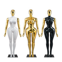 Übergroße Chrom-Ganzkörper-Schneiderpuppe für Damen mit Großer Oberweite und Hüfte, Kurvige Stehende Pose für Schaufenster-Display in Modeboutiquen