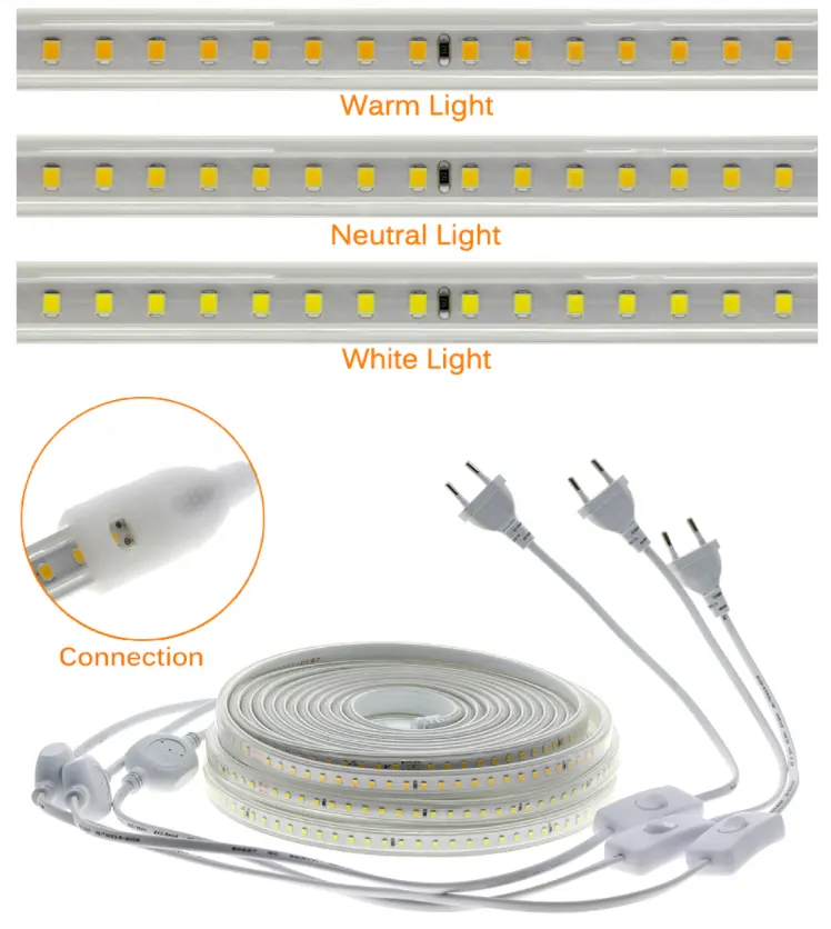 Grosir Neon Fleksibel Led Tahan Air 12V/24V/120V/220V Warna Berubah Led Strip Cahaya 10X20Mm Rgb Led Strip