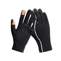 Gants unisexes d'extérieur fonctionnels avec bande réfléchissante, motif antidérapant, compatibles écran tactile 2 doigts ouverts, protection solaire UPF50+
