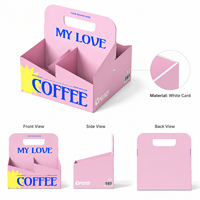 Boîte de transport portable pour café avec poignée, personnalisée, en carton blanc, support pour gobelets de boissons, emballage avec séparateur et poignée découpée