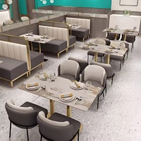 Bancs de restaurant personnalisés en pierre frittée et structure métallique pour café et restauration rapide, vente en gros