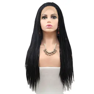 Hot Selling Liebling Afro verworrene Großhandel Liebling Haar Geflecht Produkte synthetische Frontal Spitze Perücken für Frau