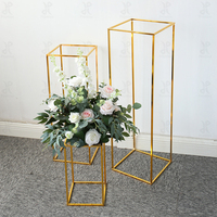 Support à fleurs en métal plaqué or, cadre carré pour guide de route, ensemble de fournitures de mariage en gros