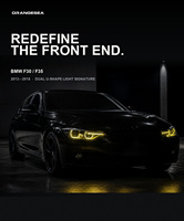 Conjunto de Faros LED para BMW Serie 3 F30 F35 2013-2018, Actualización de Lámparas Delanteras con Luces de Circulación Diurna, Verificado por OrangeSea