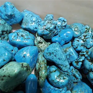 도매 저렴한 가격 자연 푸른 청록색 석영 크리스탈 돌 완두콩 자갈