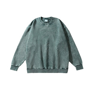 Sudadera de algodón de felpa francesa de alta calidad, sudadera de lavado ácido de gran tamaño, ropa de calle Lisa personalizada, Sudadera de cuello redondo para hombres - Product Image 5