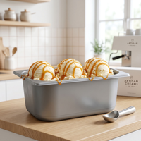 Contenitore Quadrato Personalizzato in PP da 2L per Gelato, Usa e Getta, Grado Alimentare, con Coperchio Piatto in PP Bianco/Grigio/Nero, Spessore 0,25-1mm