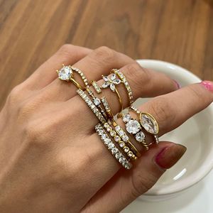 Fashion <b>Rings</b> <b>Gold</b> Tone Zircon Inlay Adjustable For Women Gift Jewelry <b>Set</b> - Product Image 3