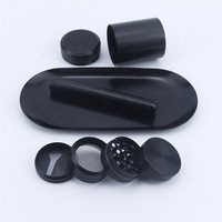 Ensemble pour fumer Kit d'accessoires pour fumer Tube de stockage en alliage d'aluminium Plateau roulant Broyeur d'herbes Kit pour fumer