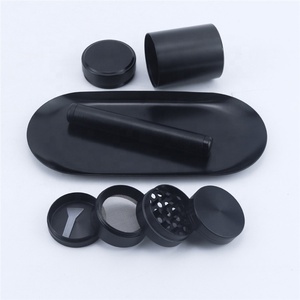 Set per fumatori Kit di accessori per fumatori tubo di stoccaggio in lega di alluminio vassoio per laminazione Kit per fumatori smerigliatrice per erbe - Product Image 5